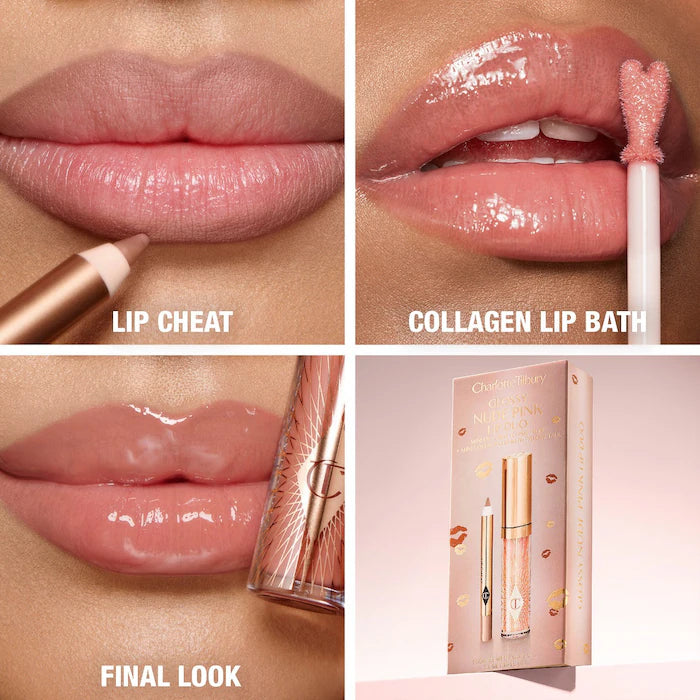 Mini Glossy Pink Lip Gloss + Lip Liner Set - Charrlotte Tilbury
