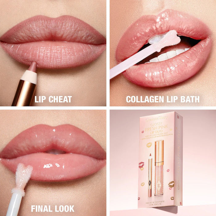Mini Glossy Pink Lip Gloss + Lip Liner Set - Charrlotte Tilbury